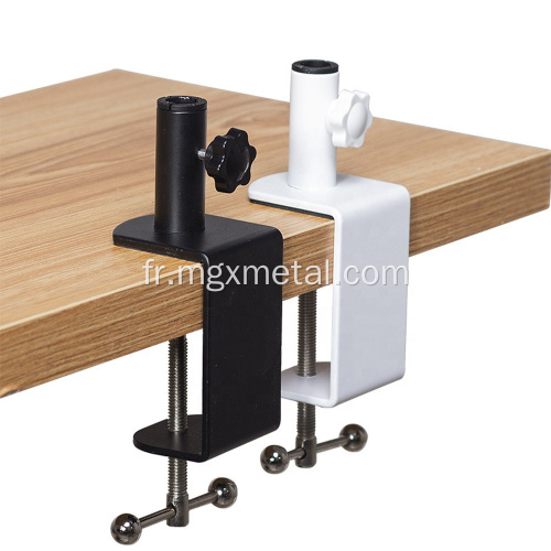 Pince de bureau pour table de microphone en métal avec revêtement en poudre noire